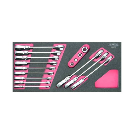 Module clés mixtes cliquet tête inclinable à verrouillage ks tools 16 pièces