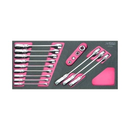 Module clés mixtes cliquet
- module 1/3
- pour servantes et etablis
- empreinte des outils découpee au laser
- mousse imputrescible
composition :
- 12 clés : 8-9-10-11-12-13-14-15-16-17-18-19mm - 4 embouts adaptateurs