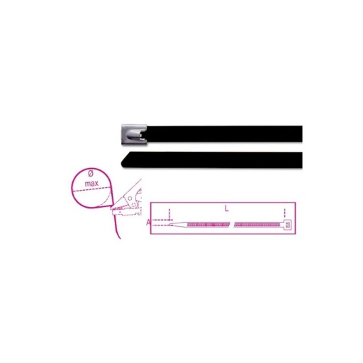 Collier autobloquant en acier inoxydable revêtement en polyester noir 7,9x200mm