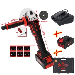 Convient pour un diamètre maximal de meule de 125 mm
Porte-outils de 14 mm pour tous les outils de ponçage courants
Vitesse de rotation maximale élevée de 9 000 tr/min
Jusqu’à 120 tronçonnages (tube d’acier de 20 mm) avec une batterie de 4,0 Ah
Pour un polissage, une séparation et un ponçage efficaces sur de petites surfaces
Moteur d’entraînement sans usure et sans balais
Boîtier bi-composant solide
Idéale pour les travaux sans prise de courant
Puissant système de batterie 18 V eMONSTER
Batterie grande capacité Lithium-Ion
Vitesse de rotation réglable sur 6 paliers via les touches fléchées
Écran LED numérique pour l’affichage du palier de vitesse de rotation
Différentes fonctions de protection pour l’utilisateur et l’appareil
Protection contre les surtensions
Protection contre les basses tensions
Protection contre les courts-circuits
Protection contre le démarrage intempestif
Surveillance de la température
Niveau de charge visible sur la batterie via la touche de contrôle
Indication de l’état de charge par un affichage LED à 3 couleurs
Dans une mallette en plastique eMONSTER robuste
Livraison avec deux batteries 4,0 Ah et un chargeur rapide 8 A