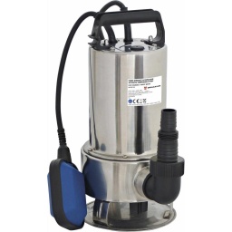 Pompe &agrave; eau immerg&eacute;e automatique inox 230V 750W avec flotteur
Contr&ocirc;l&eacute;e par flotteur.
Corps de pompe inox.
Filetage et fixation de sortie du tuyau : G 1"&frac12; / G1"&frac14; / 1" / 1"&frac14;.
IPX8.

Point info :
Tuyau conseill&eacute; : r&eacute;f.06046 ou r&eacute;f.08527-06061-06062.
Longueur du c&acirc;ble 10m
Largeur 260mm
Hauteur 345mm
Fr&eacute;quence 50Hz
Filetage G 1"&frac12; / G1"&frac14; / 1" / 1"&frac14;
Puissance 750W
Alimentation 230V
Corps inox
Granulom&eacute;trie 35mm
Hauteur manom&eacute;trique 8m
Hauteur immersion max 7m
Hauteur de refoulement max 8m
dia tuyau de sortie 25 ou 32mm
D&eacute;bit max 217 l/min - 13000 l/h
Raccord de refoulement 1"&frac12; G
C&acirc;ble H07RN-F
Poids  6,4KG