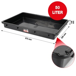 Rebord extra plat hauteur 10,0 cm
Versement sûr et propre grâce au bec verseur
Idéal pour récupérer différents liquides
Convient pour l’huile, l’essence, les acides et l’antigel
Egalement adapté pour nettoyer les pièces
Pratique, rapide et écologique
Résistant aux coups
Polypropylène