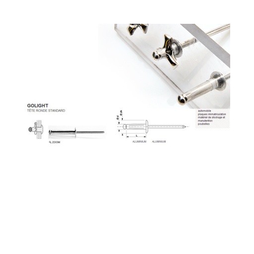 Rivet étoile tête ronde standard 4x16 bleu