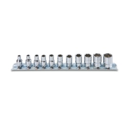 Jeu de douilles 6 pans carré femelle 1/4" chromées
3/16-7/32-5/32-1/4-9/32-5/16-11/32-3/8-7/16-1/2-9/16
