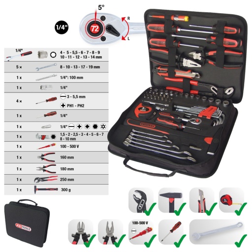 Trousse à outils universelle 1/4'' 62 pcs