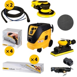 Pack iridium duo pneumatique pros 625cv 2.5+os 383cv extraction
IRIDIUM 70x400mm Grip 140T Perf 150, 50/unité 246B205015
IRIDIUM 70x400mm Grip 140T Perf 240, 50/unité 246B205025
IRIDIUM 70x400mm Grip 140T Perf 320, 50/unité 246B205032
IRIDIUM 70x400mm Grip 140T Perf 400, 50/unité 246B205041
Interface NET 150mm multiperforée 4mm, 1/unité 82S4000101
IRIDIUM 150mm Grip 121T 120, 100/unité 246CH09912
IRIDIUM 150mm Grip 121T 180, 100/unité 246CH09918
IRIDIUM 150mm Grip 121T 320, 100/unité 246CH09932
IRIDIUM 150mm Grip 121T 500, 100/unité 246CH09951
Mirka OS 383CV 70x198mm 3,0 8991500111
Mirka PROS 625CV 150mm 2,5 8995625111
Fiche multiprise Mirka 2P 230V EU, noire 8999295111
Tuyau coaxial pneumatique 27mm x 5,5m 8992514511 x2
700910120
700910125
Extracteur de poussière Mirka 1230 L AFC EU 230V 8999200111
Pneumatic Box for DE 1230/1242 230V EU 8999101011
Kit air et poussière pour 2 postes de travail 8992510211
700910126
700910184