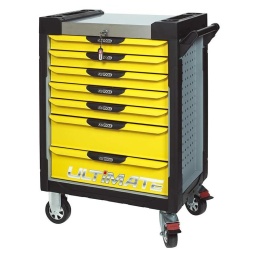 Servante d'atelier 7 tiroirs Ultimate
la servante d'atelier kstools. série ultimate. est le modèle de desserte d'atelier. le plus haut de gamme  de la marque. ks tools. 
les tiroirs de la servante d'atelier ultimate, possedent un système de glissière à roulements à billes (résistance 45kg). Equipé du système "one by one"., ouverture d'un seul tiroir a la fois, vous pouvez deplacer votre servante d'atelier sans forcement l'a fermer a clé !
Les tiroirs de cette servante ont une grande capacité. 40cm de profondeur par 57cm de largeur, tout les tiroirs de cette servante d'atelier sont fournis avec un tapis mousse, a installer au fond. 
Le plan de travail des servantes d'atelier Ultimate est recouvert d'un plateau inox et de boitier "range visserie" sur les cotés,
Au niveau du chassis, les pans de cette servante d'atelier sont perfores, se qui vous permet l'instalation de nombreuses options. tel que. un dérouleur de papier, des crochets de fixations...
Cette gamme  de servante d'atelier repond parfaitement au rangement pour le mécanicien, carrossier, mais aussi pour les métiers de l'industrie (rangement d'outils de tours / fraiseuse...) ainsi que des domaines tel que le medical. l'aéronotique...
- construction a pans coupés renforçant la structure du bati
- système "one by one" antibasculement 
- panneau lateral déporté et pré-percé pour fixation de crochet et accessoires
- 2 roues fixes grand diamètre pour une meilleure stabilite et un déplacement aise sur tous types de sols
- 2 roues pivotantes avec système de freinage total
- plan de travail avec rangements et recouvert inox
- tiroirs sur glissieres à billes extra-resistant (45 kg par tiroir)
- tiroirs à ouverture totale
- fermeture totale et simultanee des tiroirs par serrure 
- poignée tubulaire de manutention
- finition "Ultimate"

- poids 57kg
- dimension hors tout : l678xl459xh859 (hauteur avec roues 1035mm 
- roue dia 125mm larg 50mm 