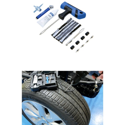 Kit de réparation d'urgence de pneus avec poignée en T et perceuse-visseuse