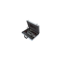Valise 70 pièces douilles f6 1/4+1/2

- chrome vanadium mat
- embouts en acier s2 haute résistance
- douilles f6 spéciales écrous endomages
- cliquet equipe du système d'ejection de douille
- poignée bicomposant ergonomique
- valise en alu avec fermeture a cle

composition 1/4:
13 douilles courtes f6 4 a 14mm 3 douilles longues 8-10-13mm 1 cliquet 1/4 72 dents système push
1 cardan 1/4
2 rallonges 50mm et 100mm 1 poignée coulissante 115mm 1 tournevis carré 1/4
19 douilles embouts de vissages: 
- 6 embouts 6 pans 3 a 8
- 3 embouts plats 4-5.5-7mm - 4 embouts cruciformes pz1-pz2-ph1-ph2
- 6 embouts cruciformes t10-t15-t20-t25-t30-t40

composition 1/2:
1 cliquet 1/2 45 dents système push
1 cardan 1/2
1 rallonge 120mm 1 poignée coulissante 250mm avec douille augmentateur 3/8 1/2
12 douilles courtes f6 15 a 32mm 2 douilles longues 17-19mm cles:
7 clés mixtes 8-10-12-13-14-17-19
3 clés allens 1.5-2-2.5mm 