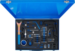 Pour le réglage de la distribution moteur en cas de remplacement de la courroie crantée, remplacement de joints de culasse, etc.Convient pour les modèles suivantsFiat Ulysse, Scudo, DucatoLancia Zeta, PhedraFord Fiesta, Fusion, Focus, Focus C-MaxCitroen C15, C1, C2, C3 Pluriel, C4, C4 Picasso, C5, C6, C8, DS3, DS4, DS5, Xantia, Xsara, Xsara Picasso, Evasion, Berlingo, Jumpy, Jumper, Saxo, ZX, XM, Evasion, AXPeugeot 107, 1007, 206 cc, 207, 208, 306, 307 cc, 308, 406, 407, 508, 607, 806, 807, Partner, Expert, Boxer, 206, 106, 605, 205, 405Lancia / Fiat 2.0 &amp; 2.2 JTDconvient pour les moteurs suivantsDW12TED4 (4HW), DW10ATED (RHT/RHV/RHW/RHX/RHZ)Ford 1.4 / 1.6 Duratorq TDCI>Codes moteur : F6JA, F6JB, F6JC, G8DA, G8DB, HHDA, HHDB, HHJA, HHJBCitroen / Peugeot 1.0 / 1.1 / 1.4 / 1.6 / 1.6 16V, 1.4 / 1.6HDI / 1.8 / 1.8 16V / 2.0 / 2.0 Turbo, 1.9D / 2.0HDI / 2.2HDI / 1.8 16V / 2.0 16Vcode moteur:>TU9 (CDY/CDZ), TU1 (HDY/HDZ/HFX/HFY/HFZ), TU3 (KDX/KDY/KDZ/KFX/KFZ), >TU5JP4 (NFU/NFX), TU5 (BDY/BFZ/NFT/NFV/NFW/NFY/NFZ), XU7 (LFW/LFX/LFZ), >EW7J4 (RLZ), XU7JP4 (LGY), XU10 (RFL/RFU/RFW/RFX/RGX/RGY), XU10JP4(RGX/RGY), >EW10A (RFJ), EW10J4S (RFK), EW10D (RLZ), EW12J4 (3FZ), ET3JE (KFU), TU3A/JP (KFV/KFW), >DV4TD (8HW/8HX/8HZ), DV4TED4 (8HV/8HY), DV6ATED4 (9HX/9HY/9HZ), EW10-CVI (RLZ), >EW12 (3FZ), DW8 (WJZ/WJY), DW10 (RHY/RHV/RHZ/RHS/RHM/RHW/RHT/RHR/RHX), DW12 (4HX/4HZ/4HW/4HY), EW7J4 (6FZ), >EW10J4 (RFR), EW10J4D (RLZ)Étendue de la livraisonGoupilles de calage de vilebrequin, à utiliser comme OEM : 0132-AB, 0194-A, 0189-A, 0178-B, 5711-TB, 0188-H, 4527-TS1, 4527-TS2, 0194-C, 21-262, 303-734, 0194-B, 4507-TB, 0153-AB, 9041-TZ, 0132-AJ2, 4533-TAC2, 0153-AB, 041-TZ, 0132-R, 7004-TG, 7018-TYArrache volant d’inertie, à utiliser comme OEM 0188-P2, 0188-P, 174, 7015-TLevier de calage de rouleau tendeur, à utiliser comme OEM 0188-J1, 0188-J2Goupilles de calage de rouleau tendeur, à utiliser comme OEM 0188-Q2, 0188-AH, 0189-S2Clip de retenue de courroies crantées, à utiliser comme OEM 0132-AK, 0188-AK, 0189-K, 0153-AK, 4533-TAD, MOT 1436Goupilles de calage de poulie, à utiliser comme OEM 0153-N, 0188-Y, 7014-TJ, 7099-TM, 9797-34, 0188-D, 7017-TM, 0132-P, 4507-TL, 7017-TR, 0153-M, 0178-C, 0178-D, 7014-TM, 9767-94, 0189-B, 21-163, 0132-AJ1, 0153-G, 0188-M, 0189-J, 4533-TAC1, 5711-TA, 0189-L, 0189-C, 0189-R, 0153-U, 7019-T, 0132-Q, 0132-QZ, 4507-TA, 9767-27, 0132-X, 0188-Q1, 4507-TJ, 9767-89Goupilles de calage de rouleau tendeur, à utiliser comme OEM 4200-TH, 0117-AROutil de serrage, à utiliser comme OEM 0178-EOutils de calage de volant d’inertie, à utiliser comme OEM 0153-A, 6012-T, 9765-54, 0134-AF, 0134-Q, 0188-F, 9004-TLevier de calage de rouleaux, à utiliser comme OEM 0606-A1-A2Outil de réglage de rouleau tendeur, à utiliser comme OEM 0189-S1