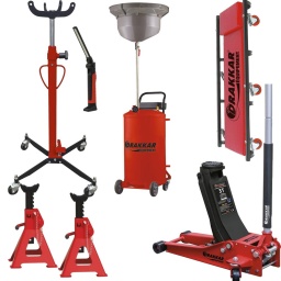Pack comprenant :

- 1 jeu de 2 chandelles à crémaillère 3T réf.15224
Resistance 3T
Hauteur maximum 430mm
Hauteur minimum 315mm
Taille de la base 205x185mm
Poids article 6,9KG
- 1 chariot de visite 6 roues réf.15392
Capacité : 100kg.
6 roues pivotantes Ø des roues : 60mm
Dim. 915 x 435mm
Matelas mousse
Châssis acier renforcé
- 1 cric rouleur 3T réf. 52542
Fonction descente contrôlée
Extra bas / double piston
Extra long
Montée rapide
Tampon en caoutchouc pour protéger le dessous du châssis
Manche avec mousse de protection
Matériel acier
Roues en nylon
Capacité 3T
Roue nylon
Longueur 740mm
Hauteur maximum 502mm
Hauteur minimum 76mm
Poids article 36KG

- 1 cric de fosse 500kg réf.52642
Avec valve de sécurité
Roulettes nylon
Course 1er étage : 810mm
Force de travail 500kg
Technologie pompe hydraulique à pédale
Hauteur maximum 1930mm
Hauteur minimum 1120mm
Poids article 26,1KG

- 1 baladeuse d'atelier rechargeable 700 lumens réf.02324
Eclairage en bout
Boîtier extra plat
Rotation horizontale et verticale 180°
Tête orientable 360°
Interrupteur ON/OFF
Base magnétique avec crochet IP54

Livrée avec :
câble USB
chargeur
Hauteur 400mm (dépliée)
Autonomie 2-10h
Temps de charge 4h
Batterie 3,7V 2600mAh Li-ion
Led 1 LED COB + 1 LED en bout
Lumens 60lm à 700lm
Indice de protection IP54
Poids article 0,55KG
- 1 vidangeur d'huile par gravité 80L réf.10374 
Pour huiles et liquides usagés
Cuve 80L
Pression d’arrivée d’air : 8-10 bar
Température huile entre 40 et 80°C
Entonnoir de récupération 16L Ø 410mm
Orientable et réglable en hauteur
Avec extension sur l'entonnoir Ø 560mm
Flexible de refoulement 1,50m
2 roues fixes,2 roues pivotantes.
Poids : 22 kg.
Hauteur maximum 1600mm (sans entonnoir) - 1800mm (avec entonnoir) - 1920mm (avec réhausse)
Hauteur minimum 970mm (sans entonnoir) - 1170mm (avec entonnoir)
Poids article 21,4KG