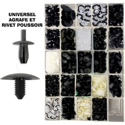 Module agrafes Universel
Système de rangement pour tiroir. avec boite connectable
Organisez votre rangement de pièces. visserie. outillage dans des boites transparente clipsées à lors socle en polypropylène . résistant aux hidrocarbures
Les boites ont une hauteur étudiée pour finir au ras du tiroir. se qui lors de déplacement ne désorganisera pas vos rangements (petit calage à découper sous les plateaux si besoin d'ajuster)
- Plateau dimensions 390x272mm (hauteur entre 72 et 75mm selon découpe)
Composition, 10 pièces de chaque
36132-Dimensions : Diamètre de la tête 18.0mm x Longueur 16.0mm x Convient pour les trous d'un diamètre de 7.4mm
VW OE No. 171885767
36195 - Dimensions : Diamètre de la tête 10.0mm x Longueur 12.0mm x Convient pour les trous d'un diamètre de 5.0mm
31617 - Dimension : Tête 10.0mm x longueur 7.0 x taille du trou 5.0mm
Mercedes OE No. A0009903492 - Peugeot OE No. 790307216 - Volvo OE No. 947098
36192 - Dimensions : Diamètre de la tête 11.3mm x 7.0mm x Convient pour les trous d'un diamètre de 5.0mm
GM OE No. 14005089
31681 - Dimensions : hauteur 12.3mm | Longueur 17.5mm | Convient pour les trous d'un diamètre de 8.4mm
VW Audi OE No. N0385501- Ford OE No. 7200671 -  Peugeot OE 7814.24
36190 - Dimensions : Diamètre de la tête 15.8mm x Longueur 11.1mm x Convient pour les trous d'un diamètre de 6.3mm
 Ford OE No. 383142S
31694 - Dimensions : Diamètre de la tête 16.0mm x Longueur 12.0mm x Convient pour les trous d'un diamètre de 8.0mm
VW OE No. 16186729901C, Mercedes OE A0009902992 BMW OE No. 1916670, Ford OE No. E844052S, GM OE No. 1104880, 90138810, Volvo OE No. 35126242
36191 - Dimensions : Diamètre de la tête 16.0mm x Longueur 14.0mm x Convient pour les trous d'un diamètre de 6.0mm
Volvo OE 12681763 Landrover OE AFU 1075
36193 - Diamètre de la tête 16.0mm x Longueur 14.0mm x Convient pour les trous d'un diamètre de 9.0mm
Volvo OE No. 9133417
36120 - Diamètre de la tête 9.9mm x Longueur 10.7mm x Convient pour les trous d'un diamètre de 6.1mm
Mercedes OE No. A0009908492
36392 - imensions : Diamètre de la tête 28.1mm | Longueur 16.0mm Convient pour les trous d'un diamètre de 7.5mm
Opel Opel OEM 1162484 - 90040750
31691 - Dimensions : Diamètre de la tête 16.1mm x Longueur 15.5mm - Convient pour les trous d'un diamètre de 6.7mm
31571 - Dimensions : Diamètre de la tête 17.6mm x Longueur 15.5mm - Convient pour les trous d'un diamètre de 7.0mm
31652 - Dimensions : diamètre de la tête 18mm Longueur 28.0mm Convient pour les trous d'un diamètre de 7.0mm
BMW OE 52201964201 GM 10124502 L Rover DZM100080 OE Chrysler 6033082, Ford OE 390018S
36218 - Dimensions : Diamètre de la tête 18.5mm Longueur 24mm Convient pour les trous d'un diamètre de 8.5mm
36219 - Dimensions : Diamètre de la tête 21mm Longueur 23mm Convient pour les trous d'un diamètre de 10mm Fiat OE 1301019808
36613 - Diamètre de la tête 21.3mm Longueur 21.0mm Convient pour les trous d'un diamètre de 10.0mm
36751 - Dimensions : Diamètre de la tête 18.0.mm Longueur 21.0mm | Convient pour les trous d'un diamètre de 6.0mm
Hyundai OEM 85325-21000QS
36732 - Dimensions : Diamètre de la tête 18.6mm Longueur 21.8mm Convient pour les trous d'un diamètre de 8.5mm
31648 - Diamètre de la tête 15.0mm x Longueur 23.0mm x Convient pour les trous d'un diamètre de 6.0mm
GM OE No. 15681408
36053 - Diamètre de la tête 17.7mm x Longueur 21.0mm x Convient pour les trous d'un diamètre de 8.0mm
Nissan OE No. 7688257A00
31657 - Dimensions : Diamètre de la tête 17.9mm x Longueur 16.6mm x Convient pour les trous d'un diamètre de 9mm
Mitsubishi OE No. MR200300 - Honda OE No. MR200300
36223 - Dimensions : Diamètre de la tête 18mm Longueur 37.5mm Diamètre du trou 8.5mm 
Toyota OE No. 5216144010B0
36222 - Dimensions : Diamètre de la tête 20mm | Longueur 20mm | Convient pour les trous d'un diamètre de 7mm
OEM 90467-07166 Toyota - Honda OE 9046707166
Les ref à 5 chiffres correspondent au conditionement pour reassort.