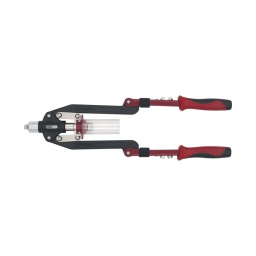 Pince à riveter universelle
- adaptee aux rivets et écrous aveugles
- bras depliable pour plus de force
- poignées bi-matière