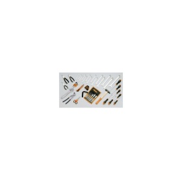Composition outillage beta
chasse-clous 2-3 mm pointeau 4 mm burins plats 125-150 mm bedane 150 mm clés mixtes. 6/14 -17-19-21-22-24 mm clés mâles 6 pans coudées. 1.5-2-2.5-3-4-5-6-8-10 mm clé à molette. 200mm pince multiprise entrepassee. 240mm pince coupante diagonale. 160mm ciseaux d'electricien. lames droites
pince universelle. 180mm Pince à becs demi-ronds. 160mm tournevis pour vis à fente. 3x75-4x100-5.5x100-6.5x150mm tournevis pour vis a empreinte phillips. ph0x60-ph1x80-ph2x100 mm marteau de mécanicien. 300g
Mètre à ruban. 5m
cutter à lame secable
- qualité premium beta depuis 1939