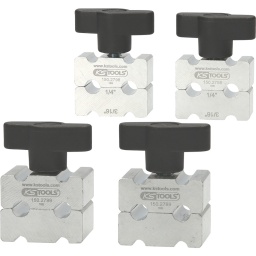 pour serrer l’ancienne et nouvelle conduite de frein lors du pliage
permet une reproduction exacte de l’ancienne conduite de frein
le serrage de modifie pas le diamètre de la conduite
convient aux conduites de frein avec revêtement en acier, en cuivre et en plastique
pour 4,75mm (3/16") ou 6,3 mm (1/4")
Aluminium