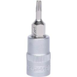 Torx
Carré d'entraînement intérieur selon DIN 3120 / ISO 1174 avec encoche pour verrouillage par bille
avec embout tournevis nickelé serti
Pour une utilisation manuelle
Finition satinée
Chrome Vanadium