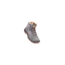 Chaussures de sécurité bleues hautes 
revetement croûte de cuir de vachette
semelle double densite 
doublure non tissee
soufflet rembourre
col rembourre