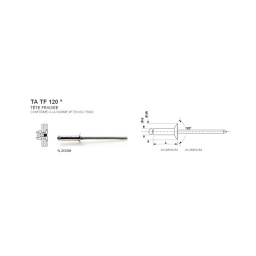 Boite de rivet aveugle ta tf tête fraisée 100% aluminium
- conforme a la norme nf en iso 15982
- corps aluminium.clous aluminium
- plage de sertissage. diamètre de perçage .résistance a la traction. résistance au cisaillement. vous retrouverez toutes ces informations dans la fiche technique
- conditionement a la boite. ou au 1000
- delais nous consulter