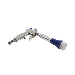Une forte action de tourbillon chasse la poussière et la saleté incrustées dans les garnitures, la sellerie et les pièces du moteur
Brosse détachable avec débit d'air réglable - Pièce de rechange
disponible Laser 7491
 -Vitesse à vide 4 000 battements par minute, consommation d'airmoyenne 9 SCFM Pression de service maximale 4 - 6,3 bar
- Poids 0,4 kg, entrée d'air 1/4"
- Dimensions 280 mm x 30 mm x 160 mm