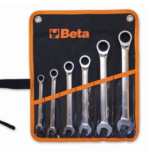 Jeu de 6 clés mixtes à cliquet droite en trousse