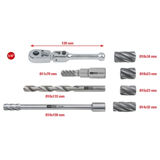 Jeu d'alésoirs ABS MASTER 1/4'' 8 pcs