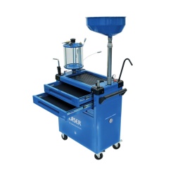 Adapt&eacute;e aux ateliers qui utilisent d&eacute;j&agrave; le poste de vidange d'huile Laser 9127 comprenant les outils, la r&eacute;f&eacute;rence Laser 9286 offre la m&ecirc;me solution pratique sans dupliquer l'outillage. 
Poste mobile de vidange d'huile, combinant un bac de vidange par gravit&eacute; classique r&eacute;glable en hauteur (1,6 &agrave; 1,9 m), une tr&eacute;mie de vidange sous vide et un r&eacute;servoir pour huile usag&eacute;e dans un poste autonome enti&egrave;rement mobile. 
Comprend &eacute;galement trois tiroirs de rangement.

Capacit&eacute; maximale du r&eacute;servoir de stockage : 
70 L avec jauge visuelle. Bac de vidange : 10 L. Pichet doseur (&agrave; vide) : 10 L. Tuyaux d'aspiration d'huile : 1 x 5 mm de diam&egrave;tre, 2 x 6 mm de diam&egrave;tre, 2 x 8 mm de diam&egrave;tre x 700 mm de long.
Utilise l'air comprim&eacute; d'atelier pour l'aspiration et la vidange. Alimentation en air 110 psi max. (8 bar).
Chariot principal en acier. Dimensions (poign&eacute;e comprise) : 790 (l) x 420 (p) x 890 mm (h).
Caract&eacute;ristiques : 4 roulettes quatre pouces &ndash; 2 fixes et 2 pivotantes avec freins ; 3 tiroirs pour le rangement.
Hauteur de travail minimale : 1 600 mm. Hauteur de travail maximale : 1900 mm.