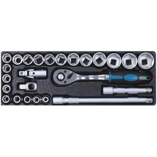 Module cles a cliquet+rallonges + 20 douilles