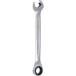 C&ocirc;t&eacute; cl&eacute; plate avec nouveau m&eacute;canisme de cliquet
Syst&egrave;me FlankTraction
Selon DIN 3113 / ISO 3318
Fourche inclin&eacute;e &agrave; 15&deg;
Forme droite
Cliquet pr&eacute;cis 72 dents
Finition satin&eacute;e
Chrome Vanadium
