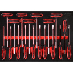 Module clés mâles coudées à poignée en T dans module en mousse 18 pcs