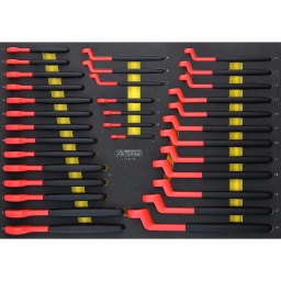 Isolation selon IEC 60900
Jeu de rangements Taille M
Convient pour les servantes d&rsquo;atelier
rangement ordonn&eacute; des outils gr&acirc;ce aux emplacements pr&eacute;cis
R&eacute;sistant aux hydrocarbures et aux produits chimiques
Insert en mousse tricolore haute r&eacute;sistance
