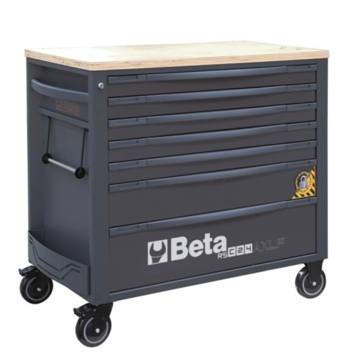 Servante mobile extra large 7 tiroirs avec plateau bois Anthracite