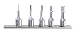 Jeu de 5 douilles tournevis pour vis 6 pans creux, (art. 910ME) avec support
4-5-6-8-10 mm