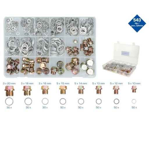 Assortiment de vis de vidange et joints