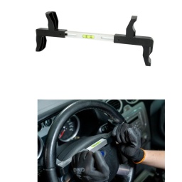 Niveau de réglage volant
Pour un réglage rapide et précis lors d'une géométrie
Idéal lors du montage/démontage du volant
Grande ouverture
Serrage par pression de ressort
Pour VL, PL et utilitaires
Longueur réglable :	275-370 mm
Longueur totale en mm :	370,0 mm
Matière :	Aluminium
Plage de travail en mm :155-255 + 255-355 mm
Poids :	265 g