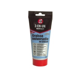3 en 1 tube de graisse
graisse minérale epaissie au lithium
polyvalente et resistante - forte adherence
grade nlgi2 - de -20°c a +140°c - point de goutte 190°c
résistance au delavage par l'eau
forte tenue a la pression et a l'usure