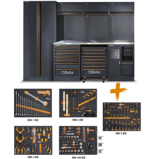 Combinaison de meubles d'atelier C45PRO 2.0 W avec un assortiment de 268 outils Beta Worker