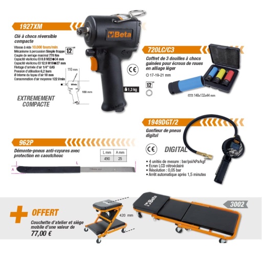 Pack pneumaticien Beta tools 5 pi&egrave;ces