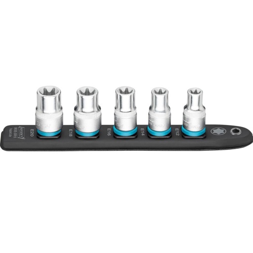 Douille 1/2" torx sur support magnetique 5pc