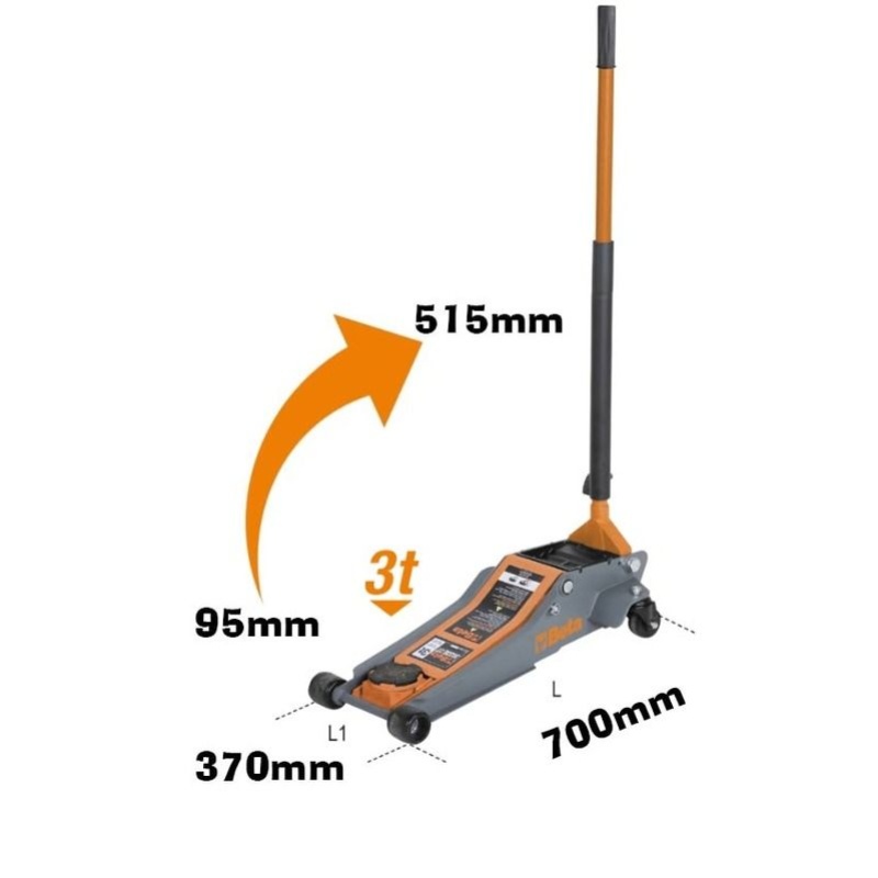 Cric voiture rouleur hydraulique Beta 3029/2T abaissé 4 roues capacité 2 T