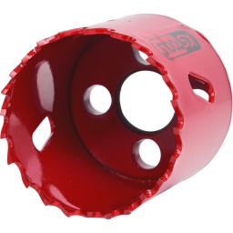 Denture à hauteur variable
Sens de coupe à droite
Coupe circulaire très précise
Bonne expulsion des copeaux
HSS Bi-Métal
Profondeur de coupe jusqu'à 38 mm maximum
Idéale pour des métaux d'une dureté jusqu'à 700 N/mm², plâtre, bois compressé ainsi que le travail du bois et des métaux légers.