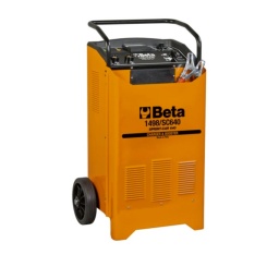 Chargeur / démarreur de batterie 12/24 V sur roues
Les chargeurs de batterie et les démarreurs professionnels sur roues de BETA possèdent une poignée ergonomique et des roues robustes assurant une puissance élevée portable. 
Equipé de sélecteurs de courant de charge lente/rapide, d'un ampèremètre intégré, de protections thermostatiques et de fusibles internes permettant d'avoir une sécurité maximale contre les courts-circuits et les inversions de polarité. 
La fiabilité que vous recherchez, la simplicité dont vous rêvez.
Données techniques :
Alimentation (monophasée) : 230 V - 50/60 Hz
Puissance : 1800 W
Tension : 12/24 V
Courant maximal : 75 A
Courant de charge : 50 A
Courant de suralimentation : 550 Acc
Courant de démarrage : 400 A
Capacité de charge : 600 Ah 15h
Positions de charge : 6 + boost