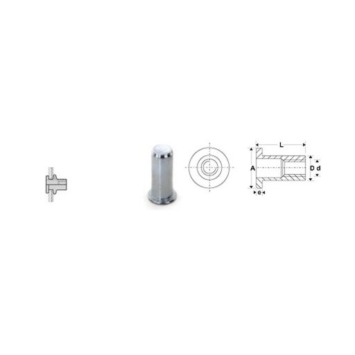 ecrou a sertir tete plate ou frais&eacute;e gofix m8 acpb 35 21,5