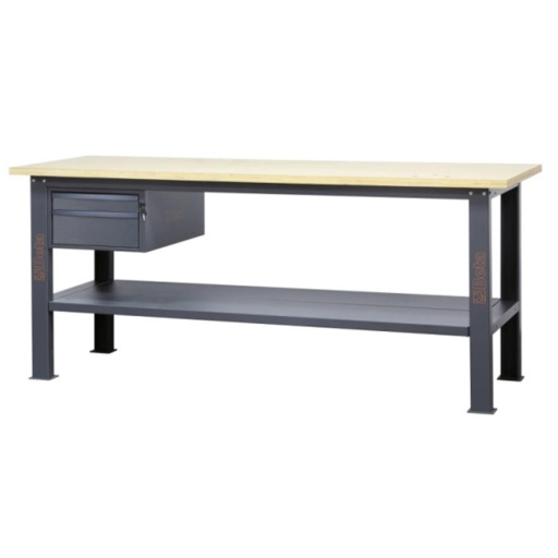 Etabli 2,1m avec plan de travail bois et 2 tiroirs C58BC-W2,1 2C/A