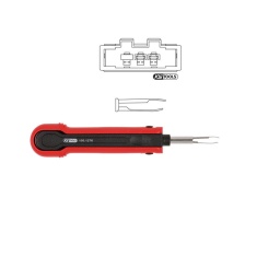 Extracteur de cosses pour connecteurs plats
- pour fabricant amm tyco 4.8 asy
- pour largeur de connecteur 4.8 mm - extraction suivant le principe 3
- capot de protection de lame
- pointe en acier
utilisation : volkswagen. audi. seat. ©koda. etc.