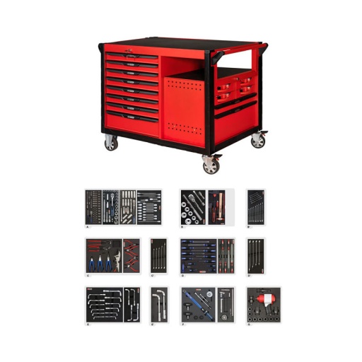 Etabli mobile 14 tiroirs avec composition 261 pièces ks tools entretien pl