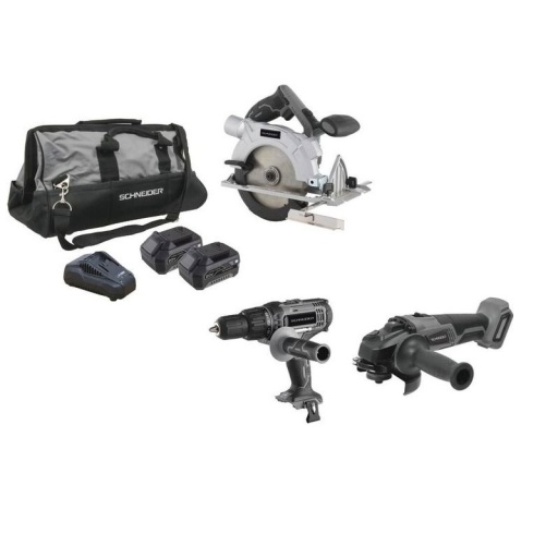 Pack Perceuse Percu+Meuleuse+Scie Circulaire+ Grand Sac+Chargeur+2 Batteries 5ah
