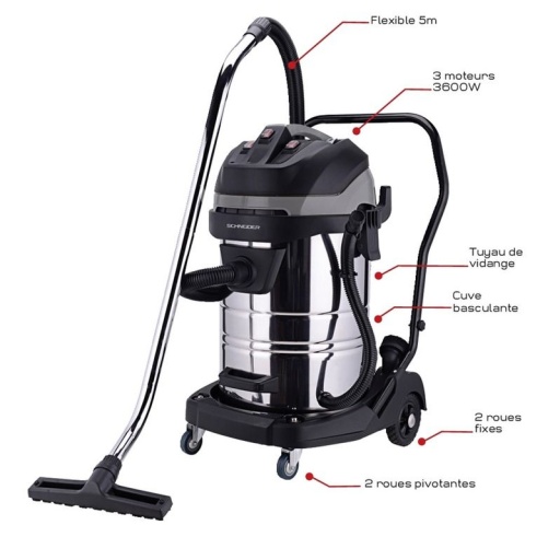Aspirateur 80l Eau & Poussieres 3600w Cuve Metal