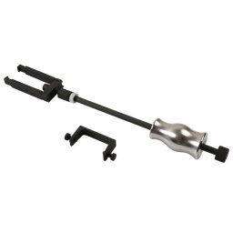 Kit d'extraction de buse d'injecteur, conçu pour extraire les injecteurs des moteurs de camions Volvo.	
Les applications comprennent : camions Volvo FM12, FM440, FH500.	
Le kit comprend une bride pour maintenir l'ensemble marteau à inertie-extracteur en place.	
Utiliser conformément aux instructions données par le constructeur. Extracteur équivalent OEM 9990013 ; marteau à inertie équivalent OEM 9990013.	
Particulièrement utile lorsque la pompe surchauffe et se retrouve coincée dans la culasse. 
Pour la dépose des manchons d'injecteur de FM12, voir les outils Laser réf. 6762 et 6817.
