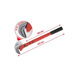 Pour desserrer et déplacer les barres d'accouplement serrées ou grippées de diamètre 20 - 35 mm
Forme large spéciale de la mâchoire de serrage pour éviter d'endommager la barre d'accouplement
Répartition optimale de la force
En acier spécial