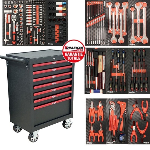 Servante complète Drakkar 187 outils dans module finition carbone